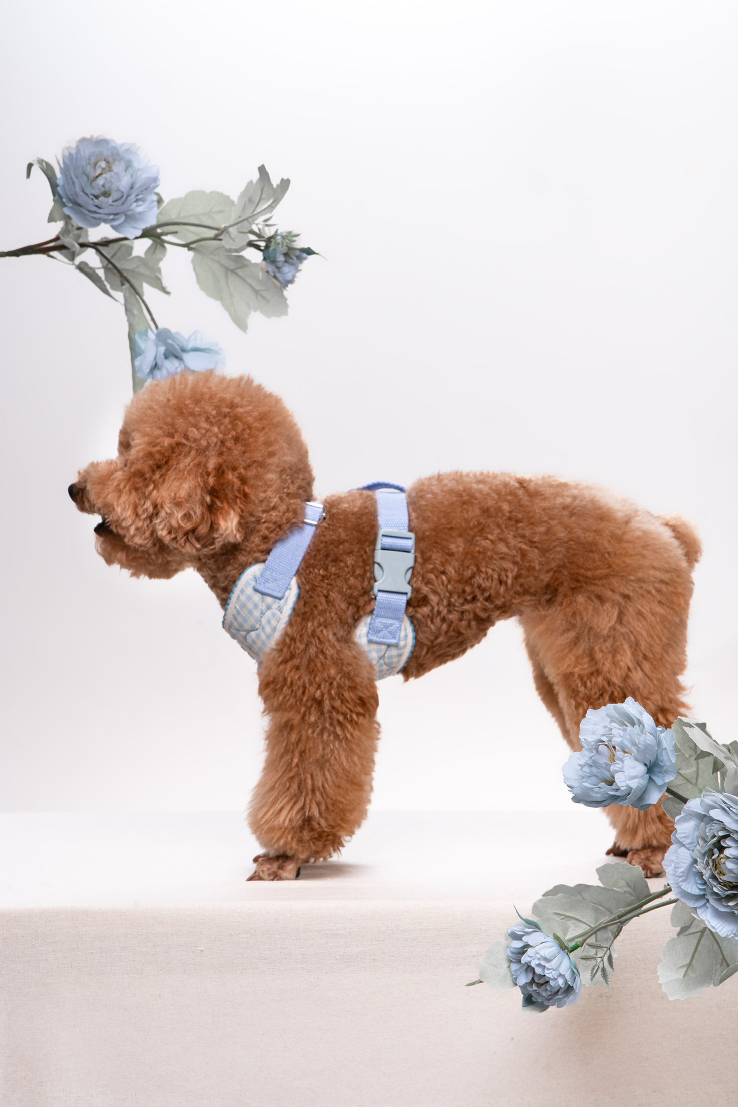 Quilted Gingham Heart Blue Adjustable Neck HARNESS