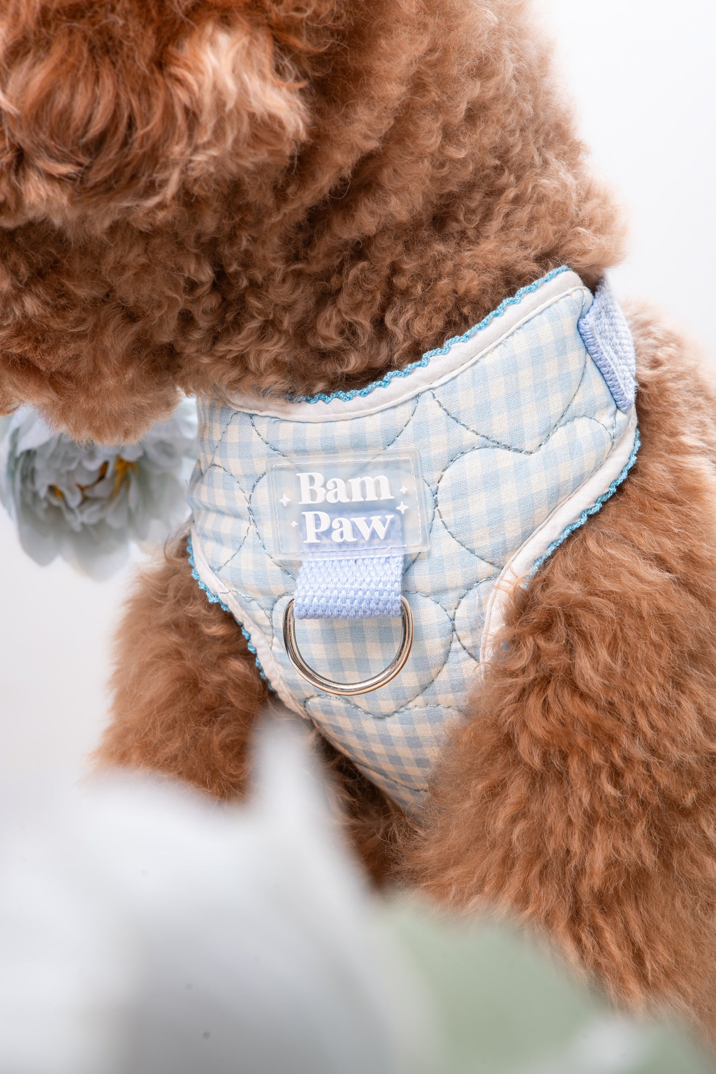 Quilted Gingham Heart Blue Adjustable Neck HARNESS